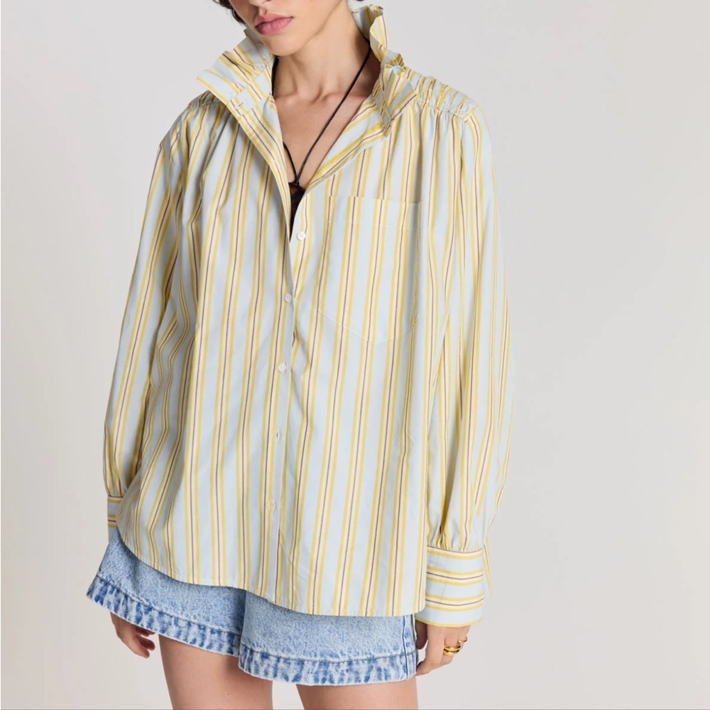 Balzac- Leonor Striped Yellow and White Button-Up Women's Top